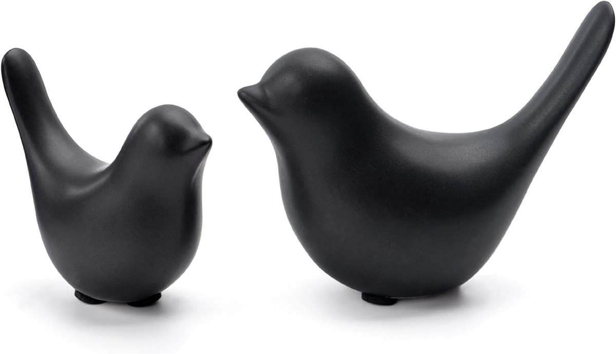 modern black bird figurines
