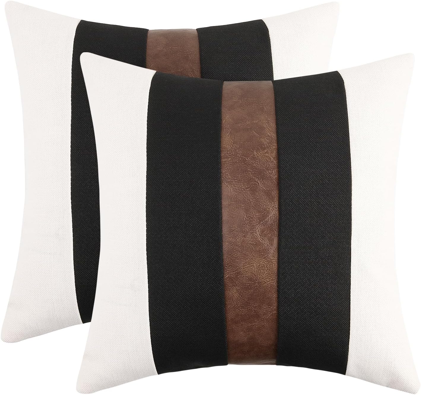 Faux leather and linen pillow slips