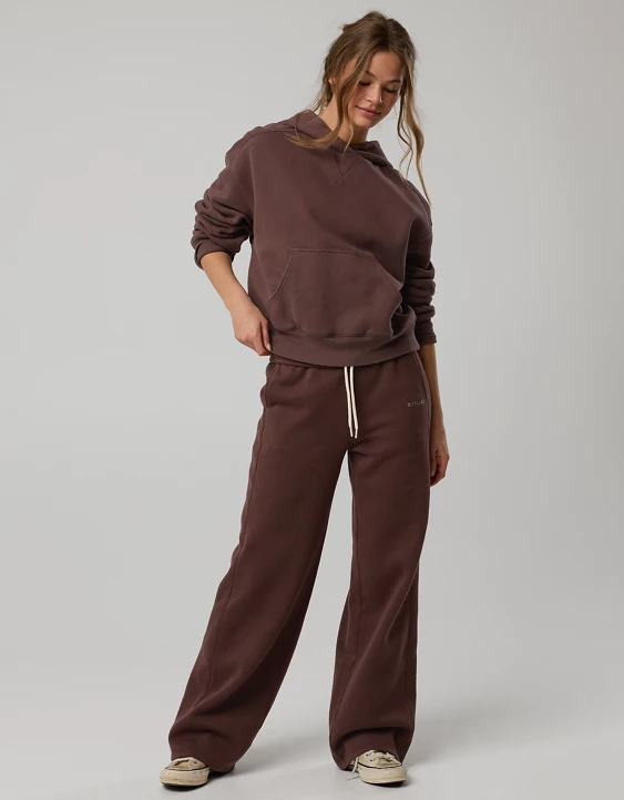 aerie wide leg cloud fleece pants